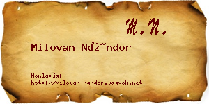 Milovan Nándor névjegykártya